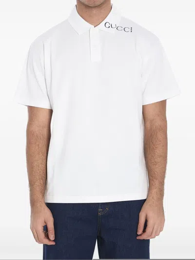 Gucci Logo-print Polo Shirt In White
