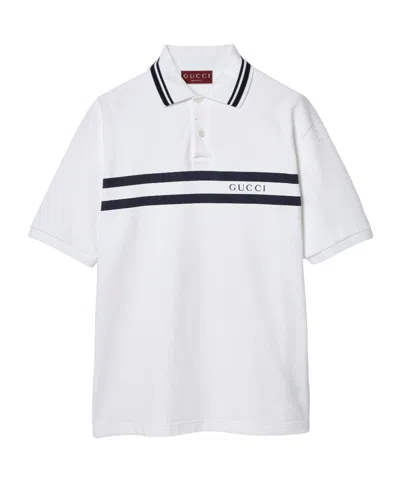 GUCCI GUCCI LOGO PRINTED PIQUET POLO SHIRT