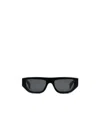 Gucci Logo-print Rectangle-frame Sunglasses In Gray