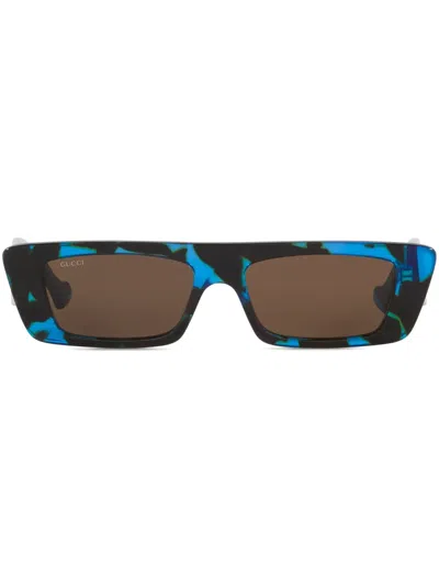 Gucci Eckige Sonnenbrille Mit Logo-print In Schwarz
