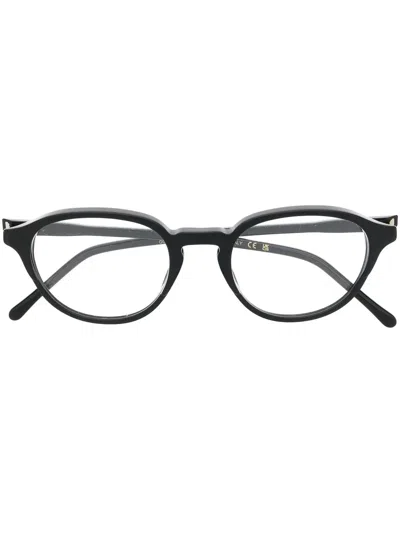 Gucci Logo-print Round-frame Glasses In Black