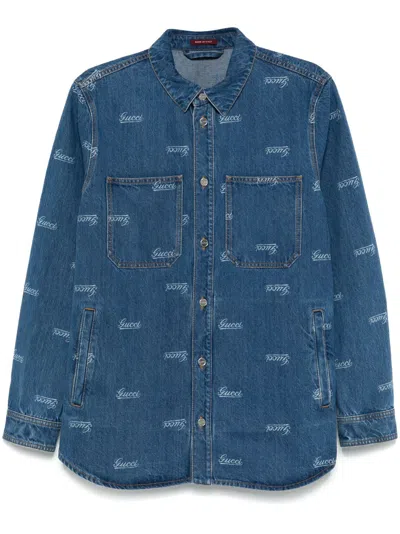 Gucci Logo-print Shirt In Blue