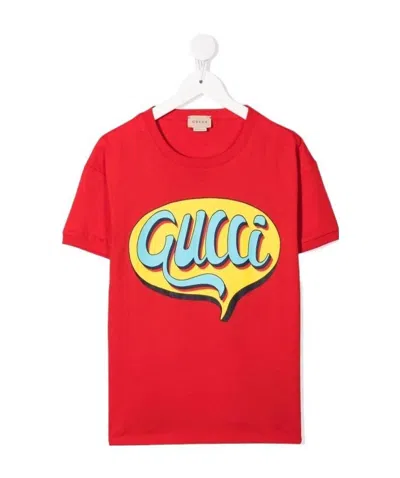 Gucci Logo-print Short-sleeved T-shirt In Red