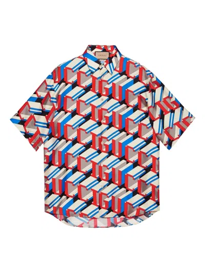 GUCCI LOGO-PRINT SILK SHIRT