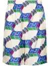 Gucci 3d Gg-print Silk Shorts In Nude