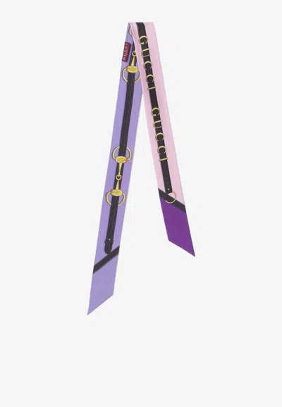 Gucci Logo Print Silk Twill Scarf In Multi