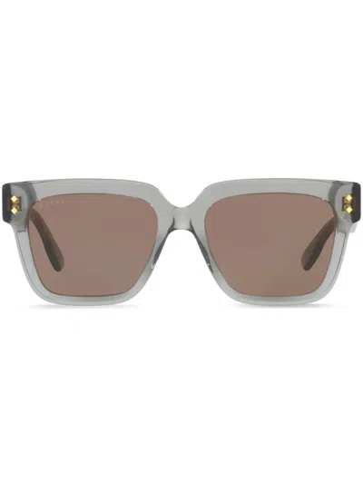 Gucci Logo-print Square-frame Sunglasses In 2600l1 Grey