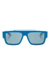 Gucci Logo-print Square-frame Sunglasses In 蓝色