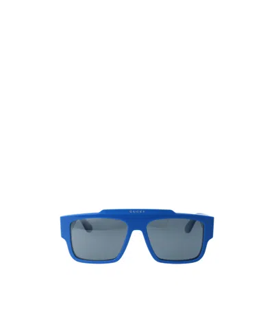 Gucci Logo-print Square-frame Sunglasses In Blue