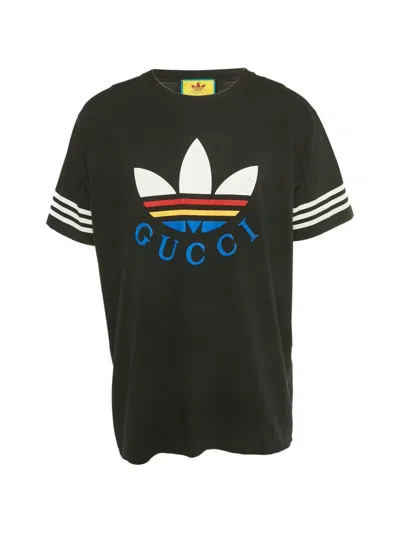 Pre-owned Gucci Logo-print Stripe.detail T-shirt In Black