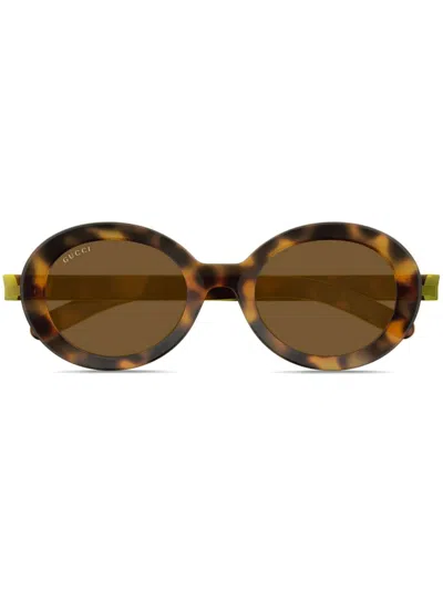 Gucci Logo-print Sunglasses In Brown