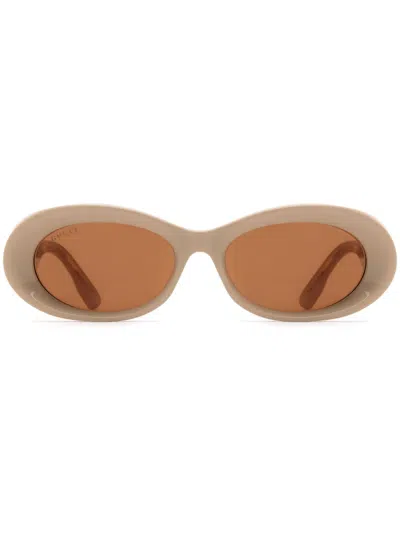 Gucci Logo-print Sunglasses In Neutrals