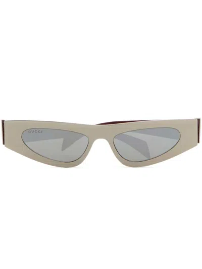 Gucci Cat Eye Metal Sunglasses With Tinted Lenses In Neutral