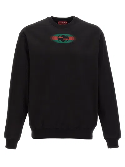 Gucci Logo Print Sweatshirt In Black
