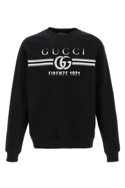 Gucci Logo Print Sweatshirt In Black