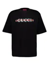 Gucci Printed Cotton T-shirt In Black