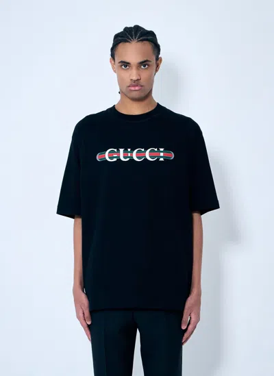 Gucci Logo Print T-shirt In Black
