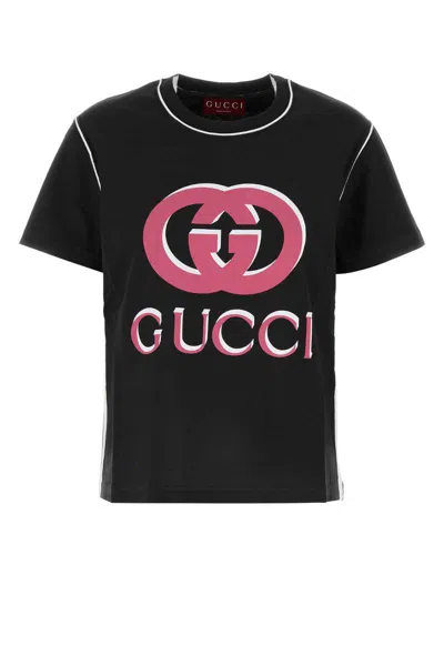 Gucci Logo Print T-shirt In Black