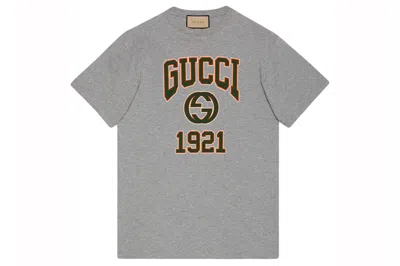 Pre-owned Gucci Logo Print T-shirt Gray