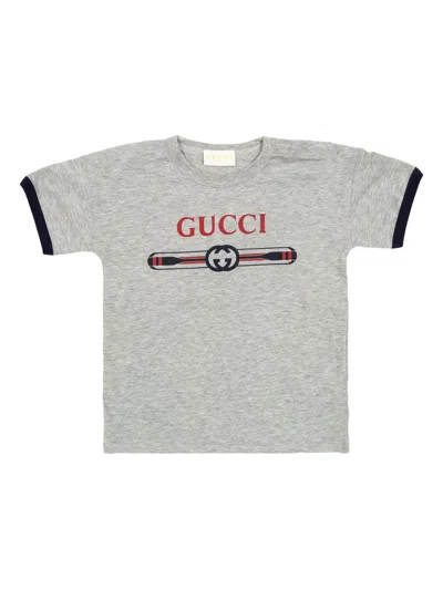 Gucci Babies' Logo-print T-shirt In Grey