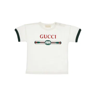 Gucci Logo Print T-shirt Kids In White