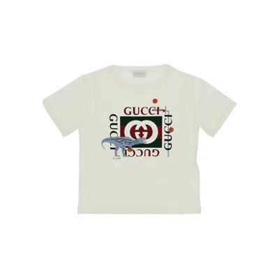 Gucci Logo Print T-shirt Kids In White