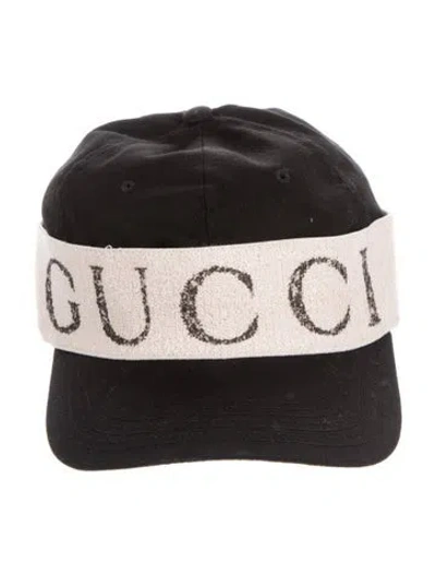 Pre-owned Gucci Logo Printed Baseball Cap In Black