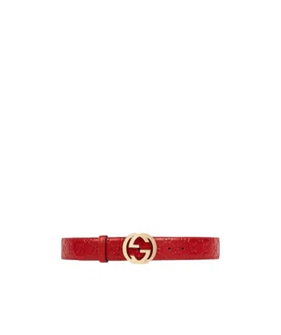 Gucci Logo Printed Belt In Red