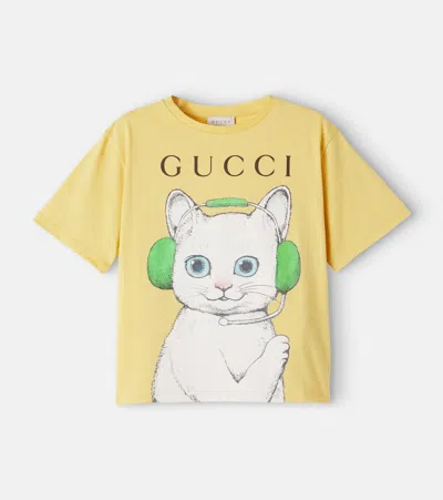 Gucci Kids' Logo印花棉质针织t恤 In Pale Carnation F/mc