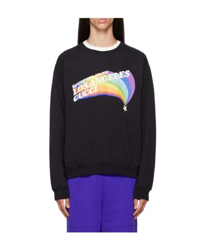 Gucci Logo Printed Hoodie In Black