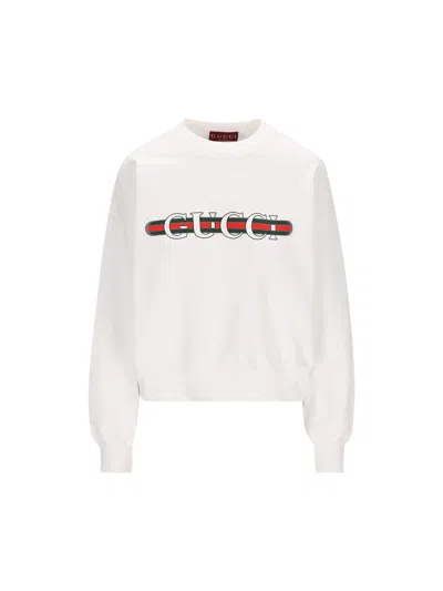 Gucci Logo Printed Jersey Sweatshirt In White