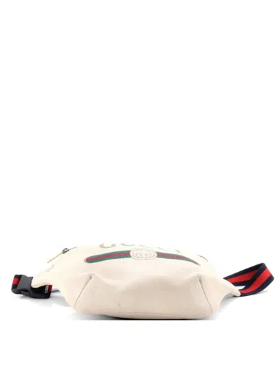 Pre-owned Gucci Logo Printed Leather Small Belt Bag In Neutral