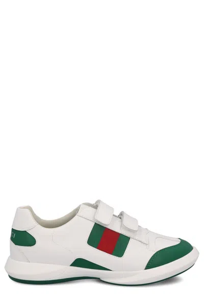 Gucci Kids Logo Printed Round Toe Sneakers In Bianco