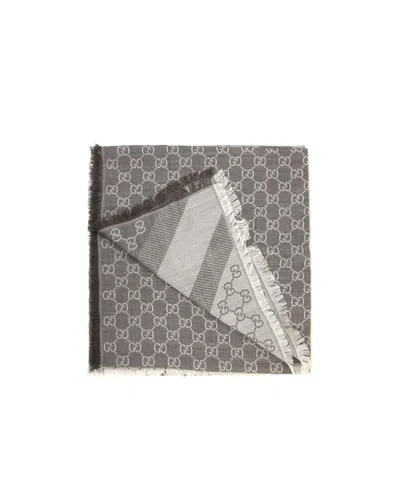 Gucci Logo Printed Scarf In Gray
