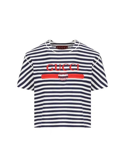 Gucci Logo Printed Striped T In Multi