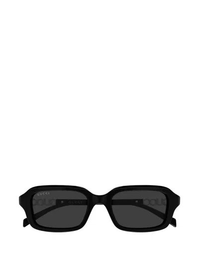 Gucci Logo Rectangle-frame Sunglasses In Black