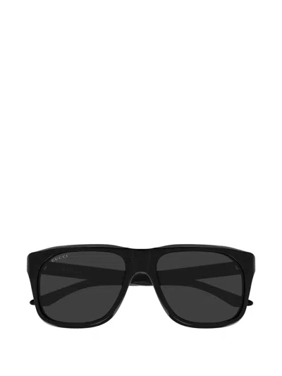 Gucci Logo Rectangle-frame Sunglasses In Black