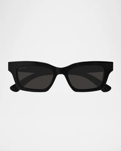 Gucci Logo Rectangular Cat-eye Sunglasses In Black