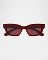 Gucci Logo Rectangular Cat-eye Sunglasses In Red