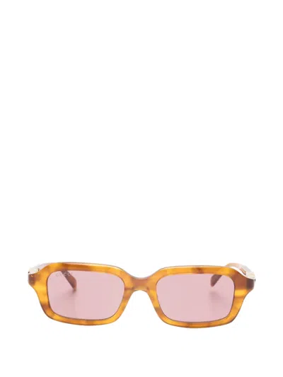 Gucci Logo-rectangular Sunglasses In Brown