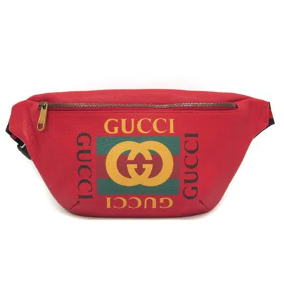 Pre-owned Gucci Logo Red Leather Clutch Bag ()