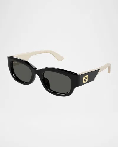 Gucci Logo Round Acetate Sunglasses In Black