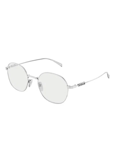 Gucci Logo Round-frame Glasses In Gold