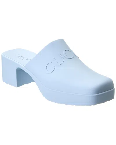 Gucci Logo Rubber Mule In Blue