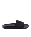 Gucci Logo Rubber Slide Sandals In Black