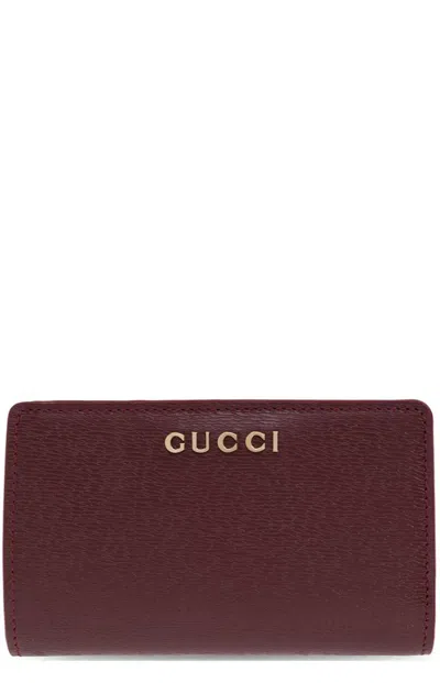 Gucci Logo Script Card Case In Red