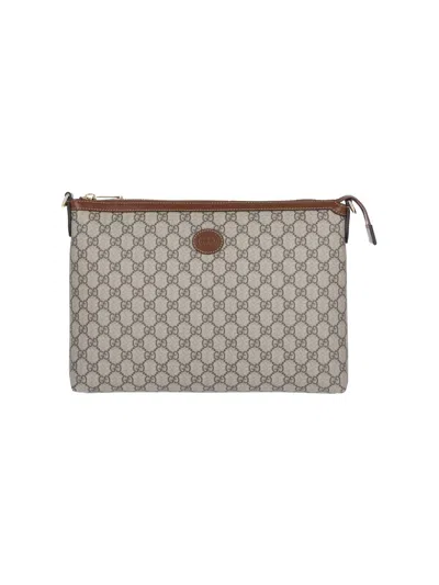 Gucci Logo Shoulder Bag In Beige