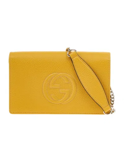 Gucci Logo Shoulder Bag In Yellow