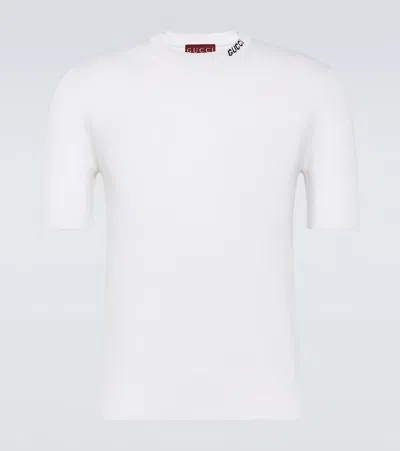 Gucci Logo Silk And Cotton T-shirt In White