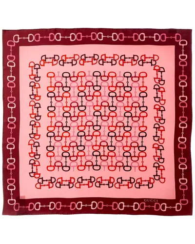 Gucci Logo Silk Scarf In Pink